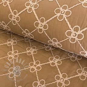 Material textil matlasat Flower design light brown
