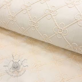 Material textil matlasat Flower design offwhite