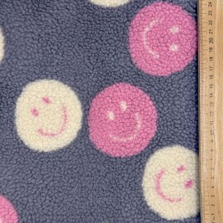Stofă palton TEDDY JACQUARD Happy faces jeans