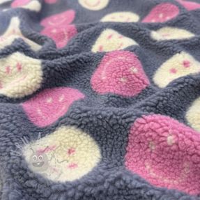 Stofă palton TEDDY JACQUARD Happy faces jeans