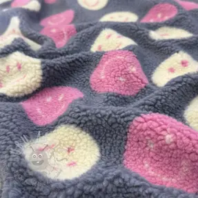 Stofă palton TEDDY JACQUARD Happy faces jeans