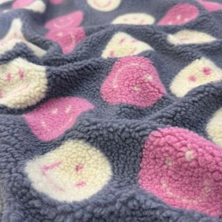 Stofă palton TEDDY JACQUARD Happy faces jeans