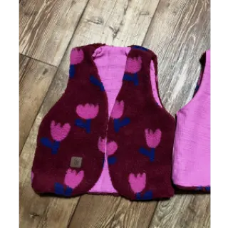 Stofă palton TEDDY JACQUARD Tulips dark red