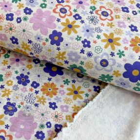 Jerse trening pieptănat Glitter flowers ecru melange