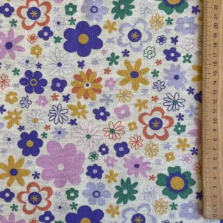 Jerse trening pieptănat Glitter flowers ecru melange