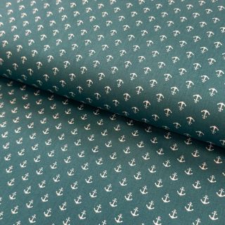 Țesătură din bumbac Petit anchors petrol