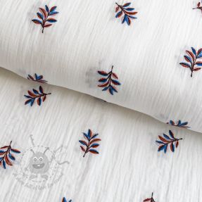 Mușelină EMBROIDERY Leaves white