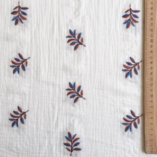 Mușelină EMBROIDERY Leaves white