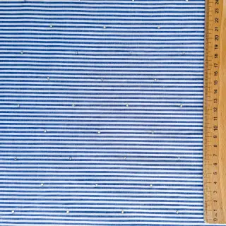 Țesătură din bumbac YARN DYED Stripes with studs blue