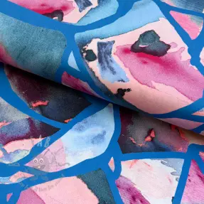 Țesătură din bumbac SATIN Resonate blue digital print