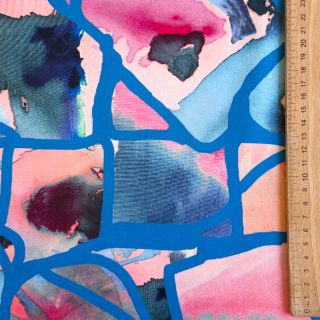 Țesătură din bumbac SATIN Resonate blue digital print