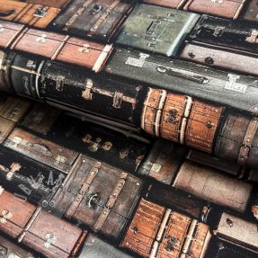 Țesătură decorativă Suitcases grey digital print