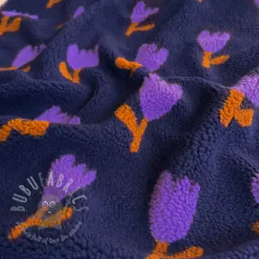 Stofă palton TEDDY JACQUARD Tulips navy