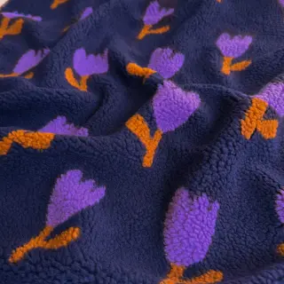 Stofă palton TEDDY JACQUARD Tulips navy