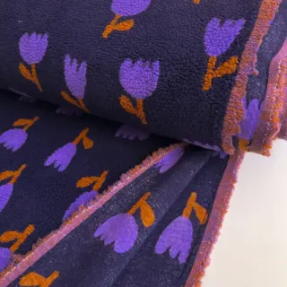 Stofă palton TEDDY JACQUARD Tulips navy