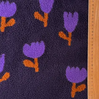 Stofă palton TEDDY JACQUARD Tulips navy