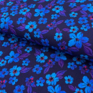 Tricot Hannah flowers blue digital print