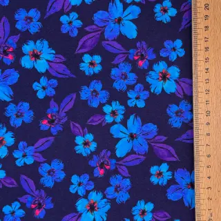 Tricot Hannah flowers blue digital print