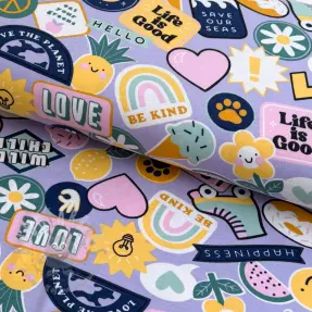 Tricot Patches and stripes lilac