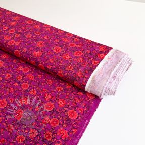 Viscoză POPLIN STRETCH Flowers fuchsia digital print