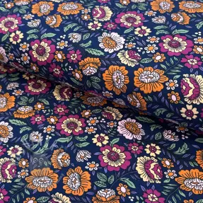 Tricot Flowers tossed navy