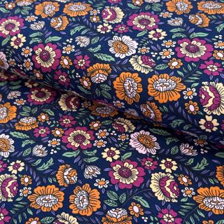 Tricot Flowers tossed navy