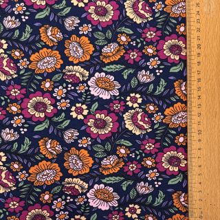 Tricot Flowers tossed navy