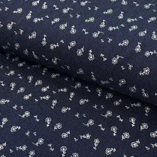 JEANS STRETCH Small retro flowers dark blue