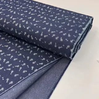 JEANS STRETCH Small retro flowers dark blue