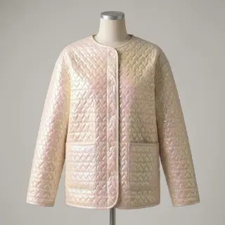 Material textil matlasat Fancy hearts baby pink
