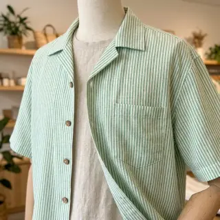 In cu bumbac Stripe dark green
