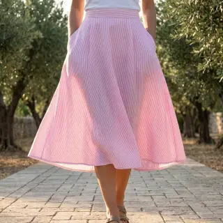 In cu bumbac Stripe fuchsia