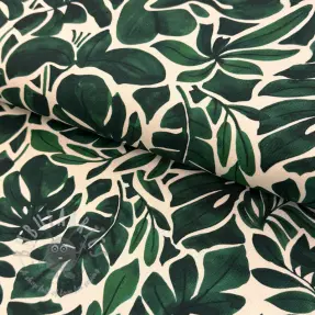 Țesătură decorativă Big leaves green digital print