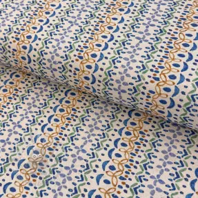 Țesătură decorativă Linenlook Blue pattern digital print