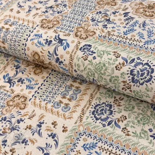 Țesătură decorativă Linenlook Blue heritage digital print