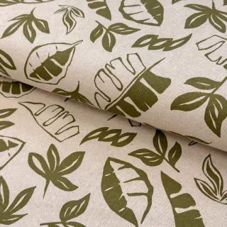 Țesătură decorativă Linenlook Leaves army green