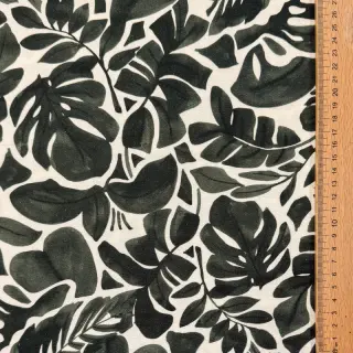 Țesătură decorativă Big leaves grey digital print