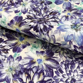 Țesătură decorativă Peony blue digital print