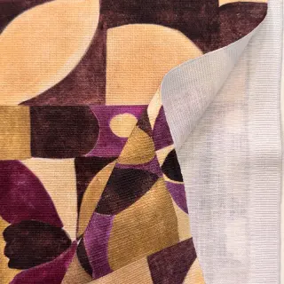 Țesătură decorativă SLUB Abstract flowie aubergine digital print