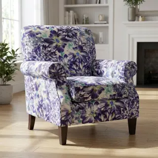 Țesătură decorativă Peony blue digital print