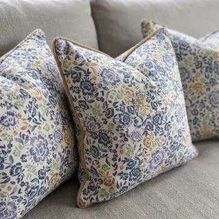 Țesătură decorativă Linenlook Blue roses digital print