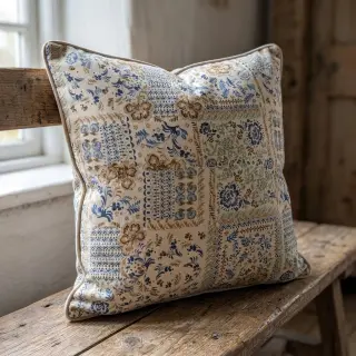Țesătură decorativă Linenlook Blue heritage digital print