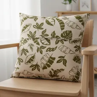 Țesătură decorativă Linenlook Leaves army green