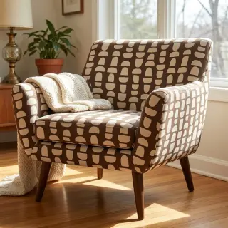 Țesătură decorativă Linenlook Abstract brown