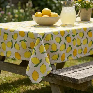Țesătură decorativă Linenlook premium Sunny Lemon Fruit