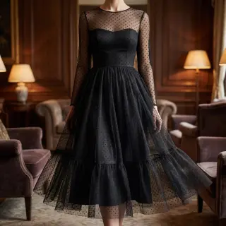 Tul pentru TUTU DOTS black