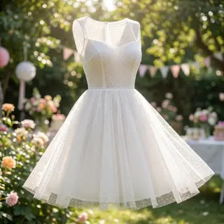 Tul pentru TUTU DOTS white