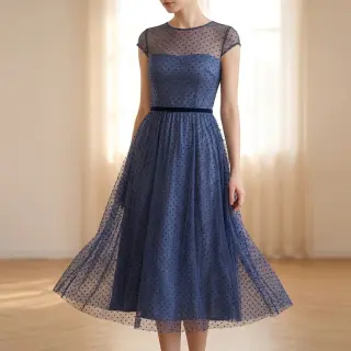 Tul pentru TUTU DOTS dark blue