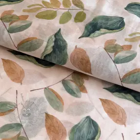Lyocell cu in și mătase Retro Flowers design A