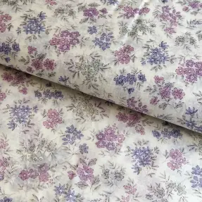 Lyocell cu in și mătase Retro Flowers design C